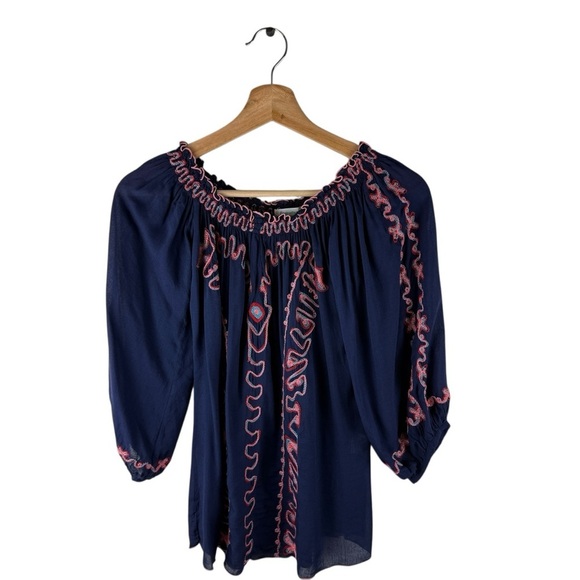 POUPETTE ST BARTH Blue & Pink Embroidered Blouse - Picture 2 of 8